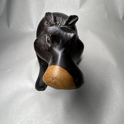 VTG Hand Carved Wooden Hippo Figure 6" African Folk Art Decor - Picture 3 of 6