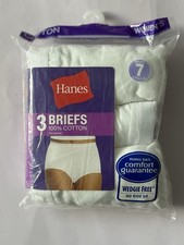 2009 HANES WOMEN'S 100 COTTON BRIEFS SOLID WHITE 3-PACK SIZE 7 SEALED