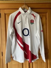 Nike England Rugby Shirt 2007-2009 Home Vintage LongSleeve Jersey White Mens XL