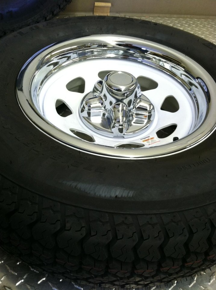 15" Chrome Trailer Wheel Beauty Ring / Cap 2 piece Covers SHARP!! eBay