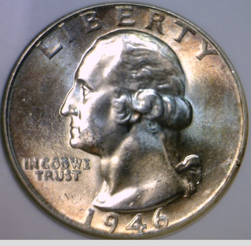 1946d/s ANACS MS63 OMM 1 Washington Quarter Silver ERROR Over Mint Mk CH BU Coin - Picture 5 of 6