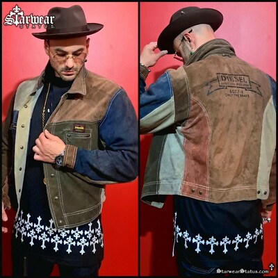 🔥80s Vintage DIESEL Reversible Patchwork Khaki Suede Leather