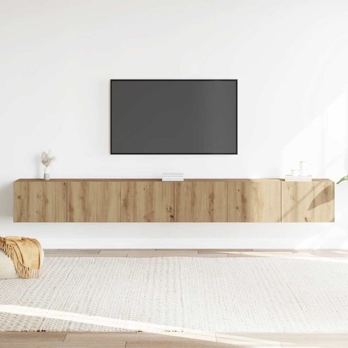 Set Mobile TV 3 pz Montato a Parete Rovere in Truciolato - Foto 3 di 7