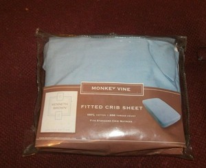 MONKEY VINE BLUE COTTON .FITTED CRIB SHEET. 28 IN X 52 IN ...