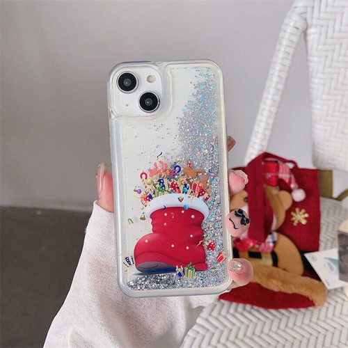 Liquid Glitter Elk Santa Phone Case For iPhone 15 Pro Max 14 13 12 11 XR 7 8 SE - Picture 18 of 19
