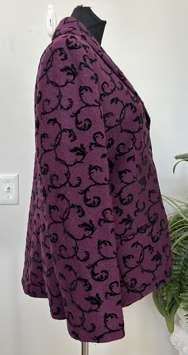 Pendleton Blazer Plum Flocked Pattern Velvet Wool… - image 4