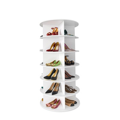 Rotating Shoe Rack Tower 7 Tier Organizer, Revolving 360 White Shoe Rack Storage