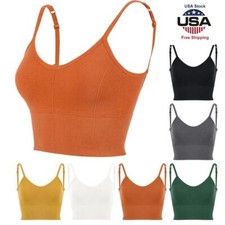 Sports Bra Padded Women Crop Top Running Yoga Fitness Sport Seamless Vest Tank