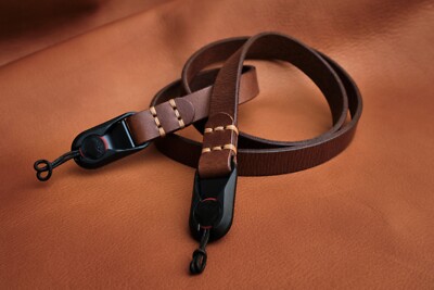 C.K Mike handcrafted full grain leather camera strap with Peak Design anchors