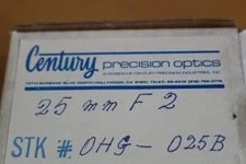 CENTURY PARAGON 25mm F/2 HI-G LENS from Century Precision Optics