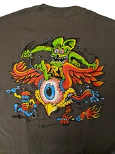 Men's Ed Big Daddy Roth Rat Fink Flying Eye Hot Rod Gray Cotton T-Shirt M-3XL