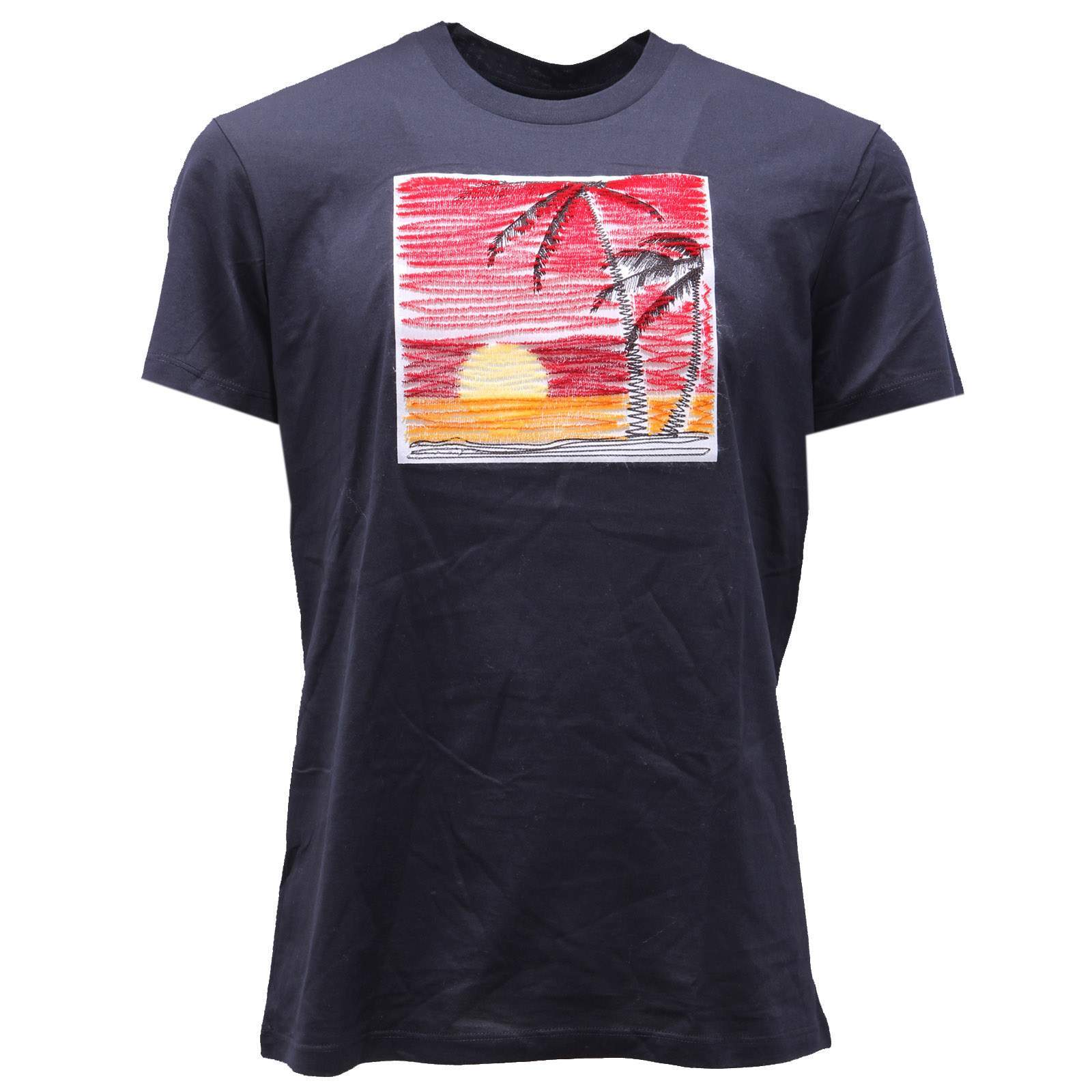 7377AG мужская хлопковая футболка maglia uomo PREMIUM MOOD DENIM SUPERIOR синего цвета