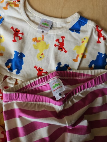 NWOT Hanna Andersson SESAME STREET DRESS SET PINK STRIPE LEGGINGS 110 5 $58 - Picture 4 of 7