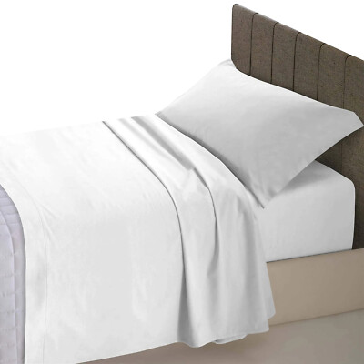 BETTWÄSCHE SET EINZELBETT OBEN + UNTEN UND KISSENBEZUG WEISS 100% FRISCHE BAUMWOLLE