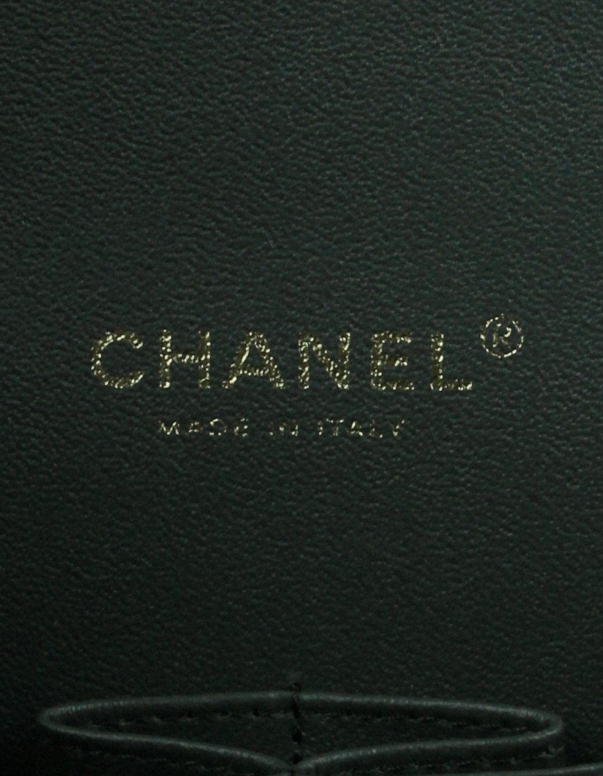 Authentic Chanel Dark Green Caviar Leather Double Flap Maxi Bag image 8
