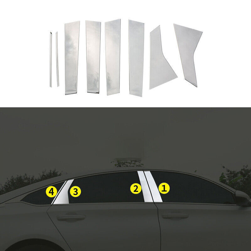 For Honda Accord 2018-2022 stainless chrome BC Pillar Panel Window Trim Covers