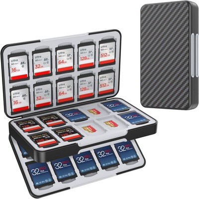 HEIYING Speicherkarten Etui für SD & Micro SD Karten, 40 Steckplätze, Carbon