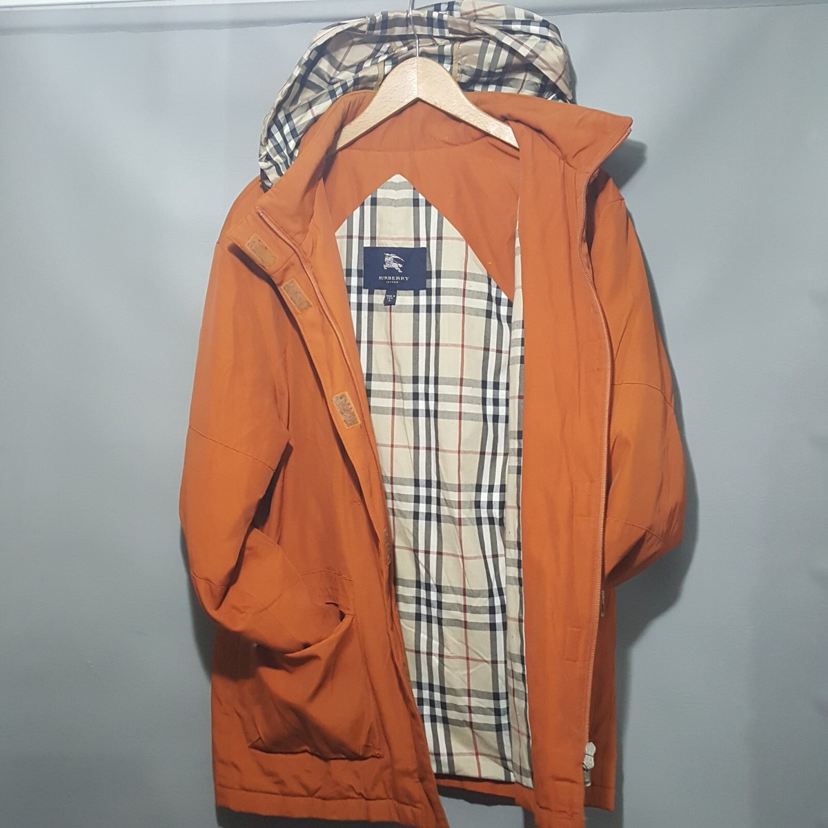 Burberry London Womens Nova Check Winter Coat Rustic Orange Medium