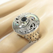 Sterling Silver Abalone Swirl Design Band Ring Size 8