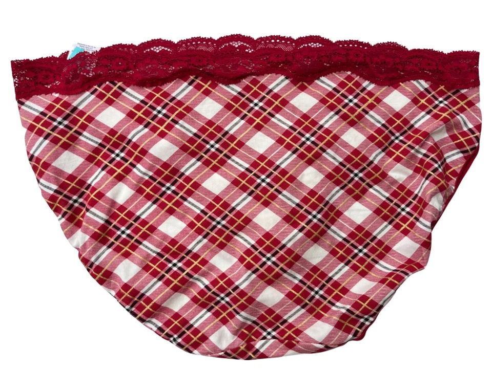 Ambrielle ALGODÓN ORGÁNICO Rojo Caramelo Cuadros Bragas NUEVO CON ETIQUETAS (sujetadores a juego disponibles) XL Foto 2 de 4