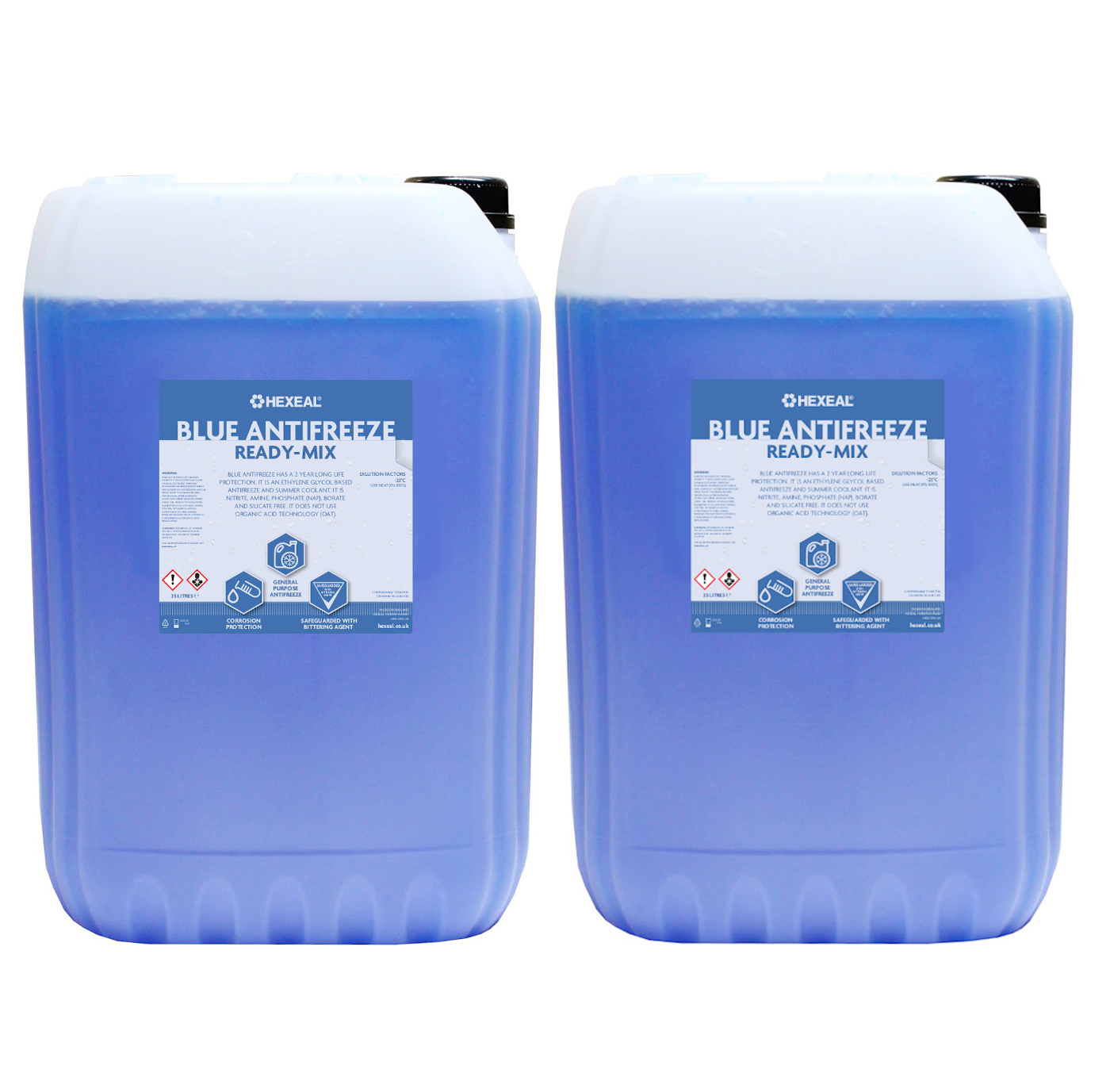 Hexeal Blue Antifreeze 2 × 25L – Ready Mix, Long-Life Coolant, -23 ºC