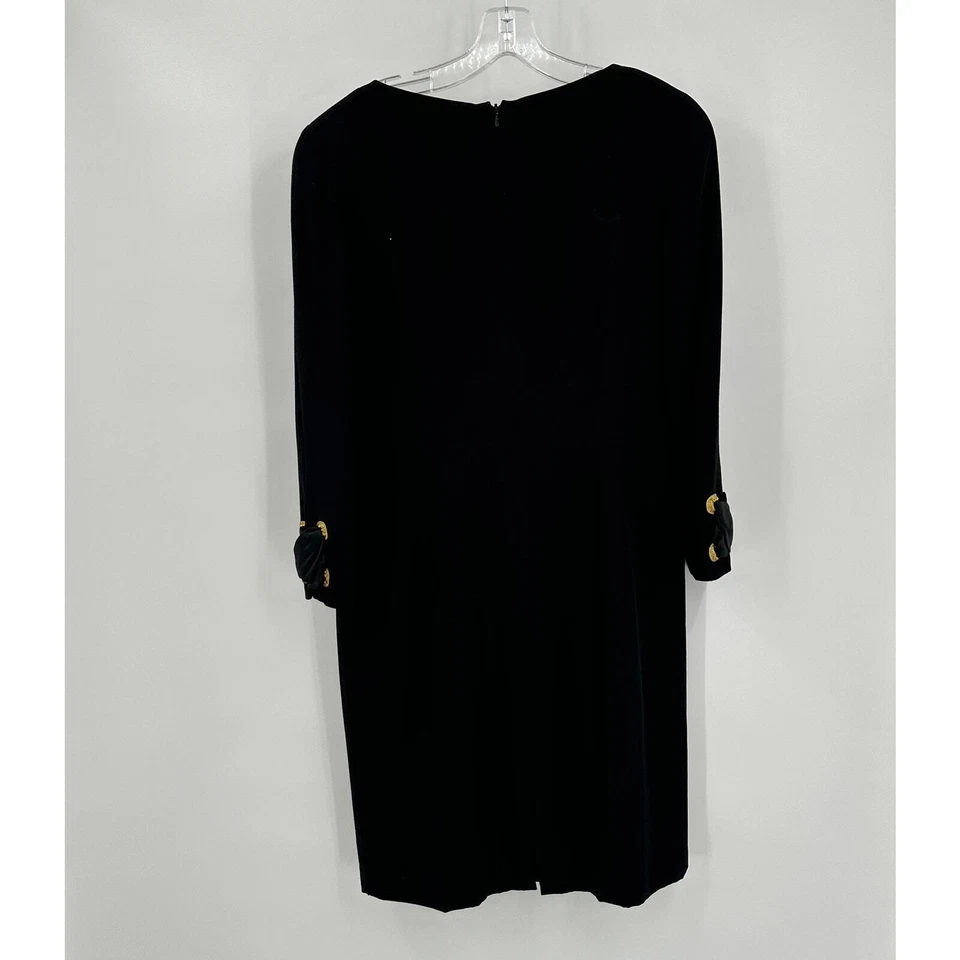 Vestido vintage Bill Blass para mujer talla 14 negro bordado Peek A Boo evento noche Foto 3 de 4