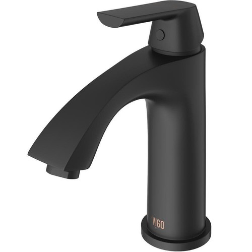 VIGO Low Arc Bathroom Faucet Scratch-Resistant Single Handle-Hole Matte Black - 第 1/2 張圖片