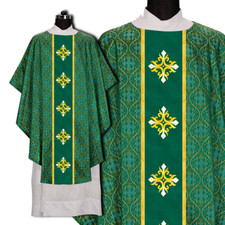 Liturgical Chasuble with Embroidered Cross Motif Orphrey  Decorative Trims