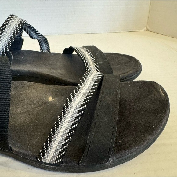 Merrell sandali sportivi donna neri taglia 8 punta aperta cinturino outdoor abbigliamento attivo