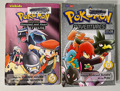 Lot of 2 POKEMON ADVENTURES Manga Diamond/Pearl Platinum #5 & Gold/Silver  #9