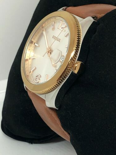 Fossil ES3827 Women's Brown Leather Analog Dial Quartz Genuine Wrist Watch Bb955 - Afbeelding 3 van 9