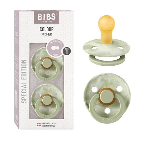 BIBS TieDye Baby Pacifier BPAFree Natural Rubber Pacifier Sage 2PK