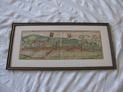 Heidelberg um 1600 Sebastian Münster  Buchseite wohl 18 Jahrhundert (B 166)