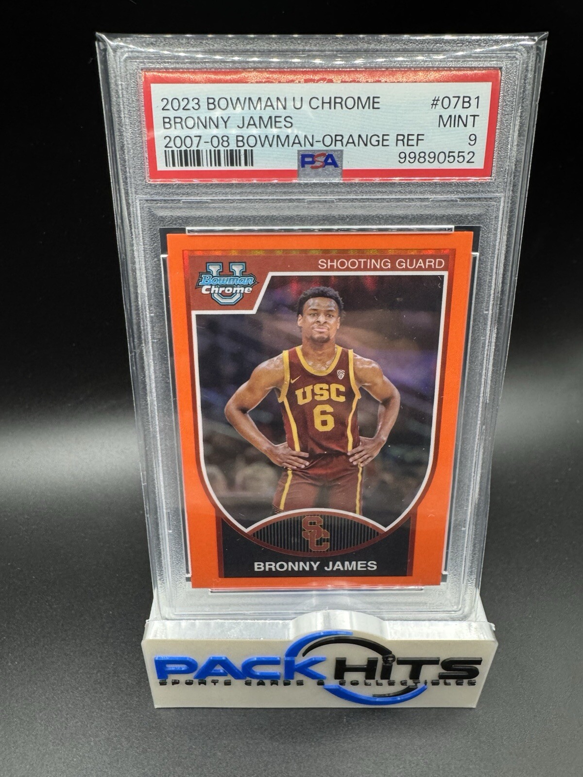 2023 BOWMAN U CHROME #07B1 BRONNY JAMES ORANGE ROOKIE RC #’d To /25 PSA 9 Lakers