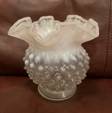 Fenton Hobnail Scalloped Ruffled Vase Vintage