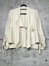 Linda Lundstrom Open Front Blazer 10 M Cream Jacket