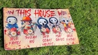 In This House We - Horror Movie Bath Mat Rug Icons HALLOWEEN Sign Decor Family