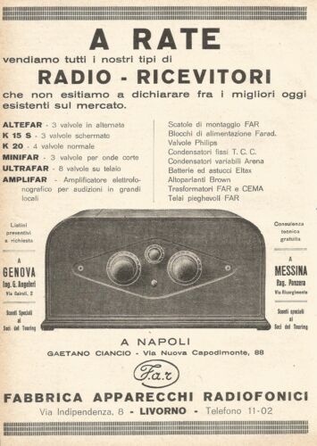 W7855 Fabbrica Apparecchi Radiofonici - Pubblicità del 1929 - Old advertising - Picture 1 of 1
