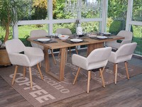 6Er-Set Esszimmerstuhl Dohna Ii, Retro, Textil, Creme/Grau, Stuhl Lehnstuhl