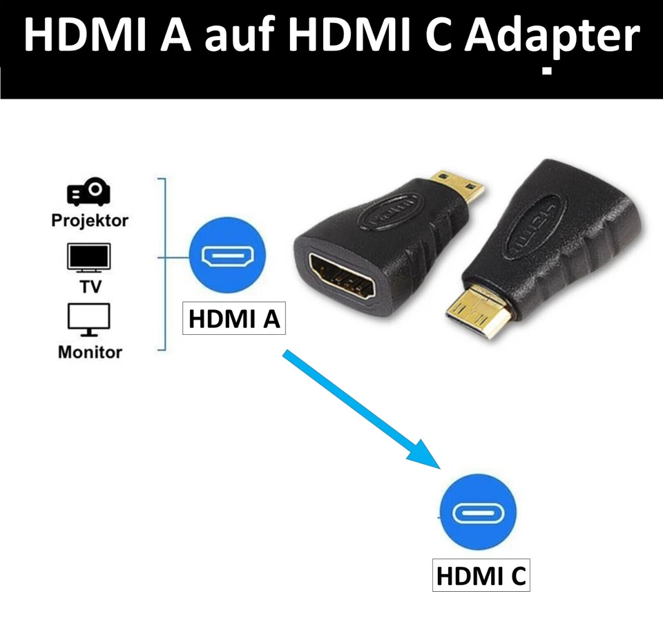 HDMI auf Mini HDMI C Stecker Adapter Reekin Notebook Dell Samsung Buchse - Bild 2 von 2