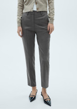 NWOT Mango Mid-rise Skinny Trousers Grey Wool Pleated Women’s 04