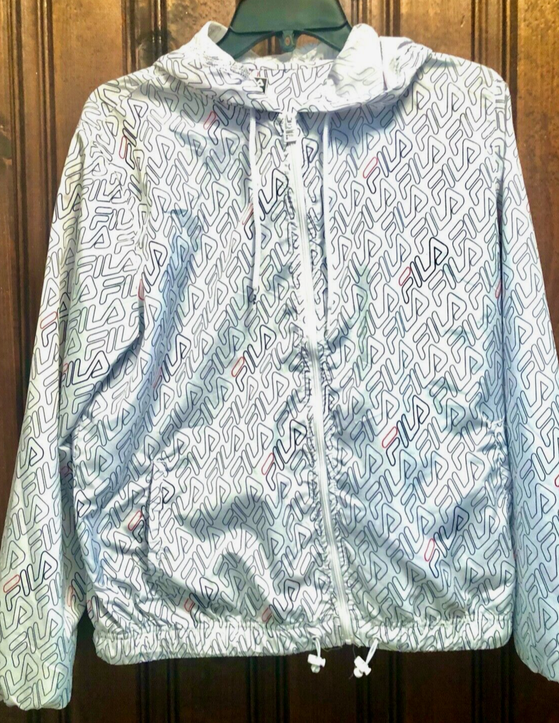 FILA Cappuccio Winnie Leggero Frangivento Logo Bianco Donna Taglia M