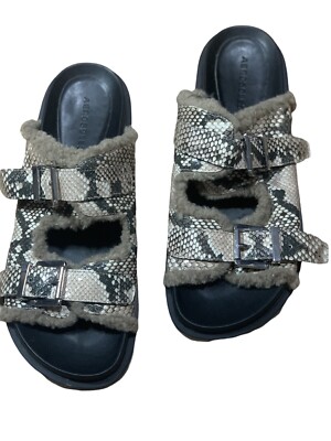 Aerosoles Olivia Snakeskin Platform Sandals Women’s Size 10 Fur Lined