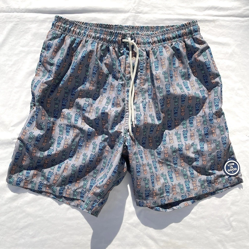 Bañador Life Is Good Tiki Drink Cóctel Para Hombres Mediano Tabla Pantalones Cortos Forrados Gris Foto 2 de 4