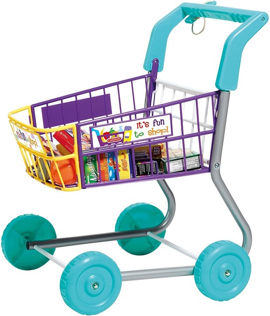 toy shopping cart with baby seat