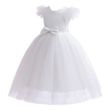 Girl Tutu Dress Sequin Tulle Party Bowknot Mesh Gothic Black White 3-12 Years