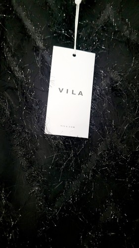 VILA | Midi Wrap Dress | Feather | Size 10 | Party Cocktail XMAS | Black | NEW - Picture 3 of 7