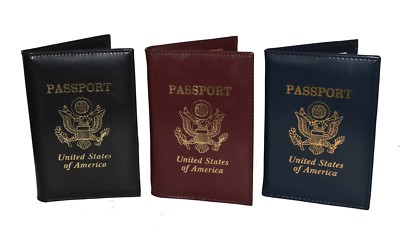 PASSPORT HOLDER TRAVEL SET OF 3 NEW BLACK BROWN BLUE | eBay