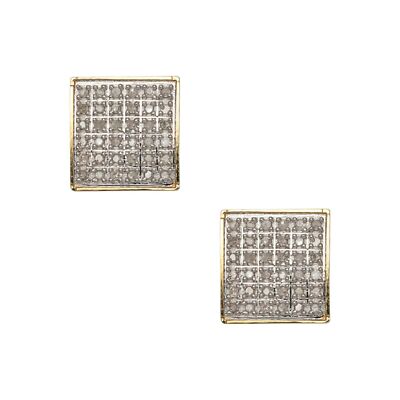Glänzende gerahmte Micro-Pavé Quadrat Diamant Ohrstecker 0,29ct Echt 10K Gelbgold