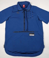 Nike Air Pivot V3 Anorak Jacket Blue Spell Out Short Sleeve Hooded Men's Large